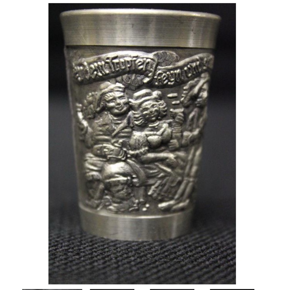 Vintage German Pewter Shot Glasses Set of 6